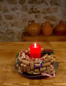 centro navideño con corcho diy